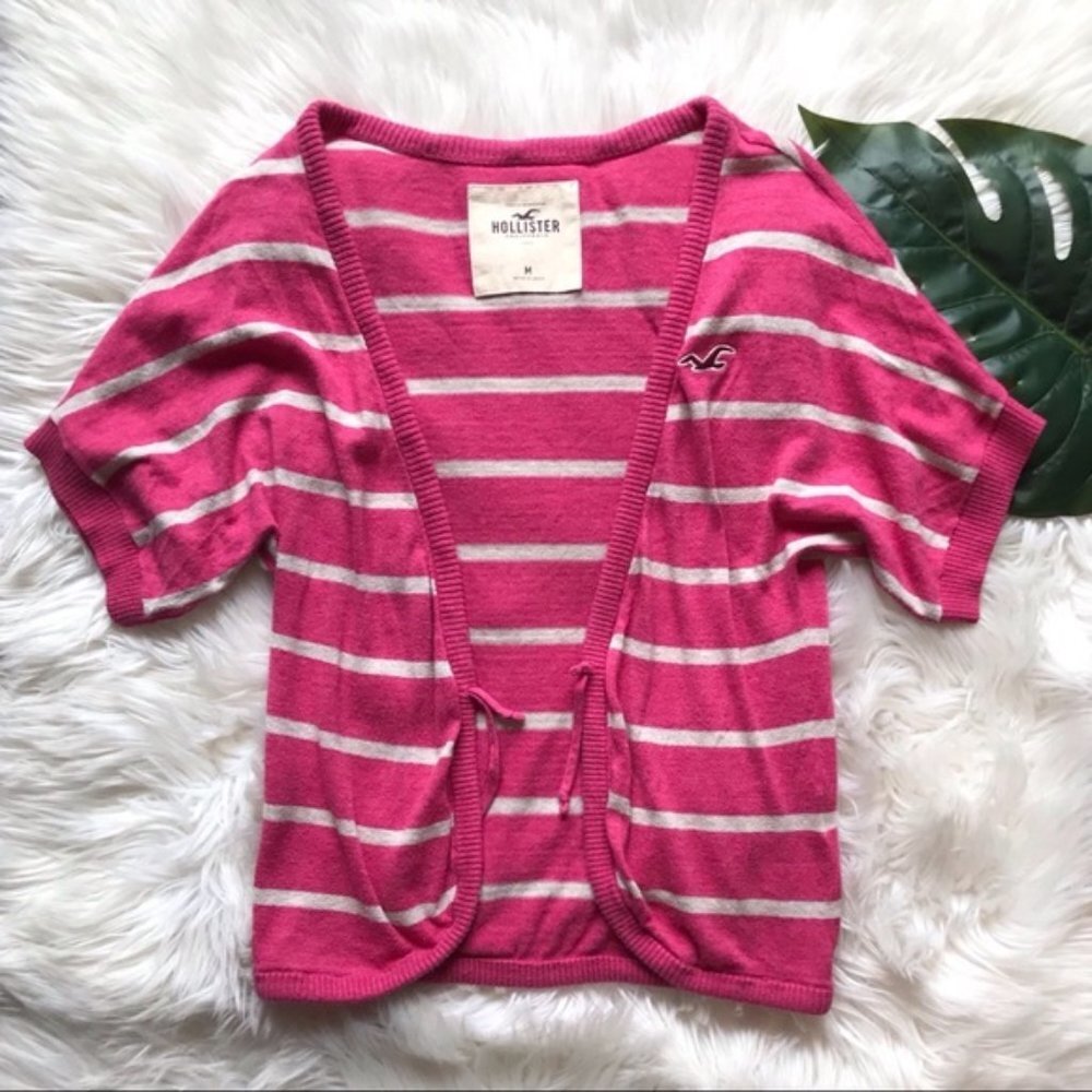 Hollister | Pink Stripe Tie Front Sweater